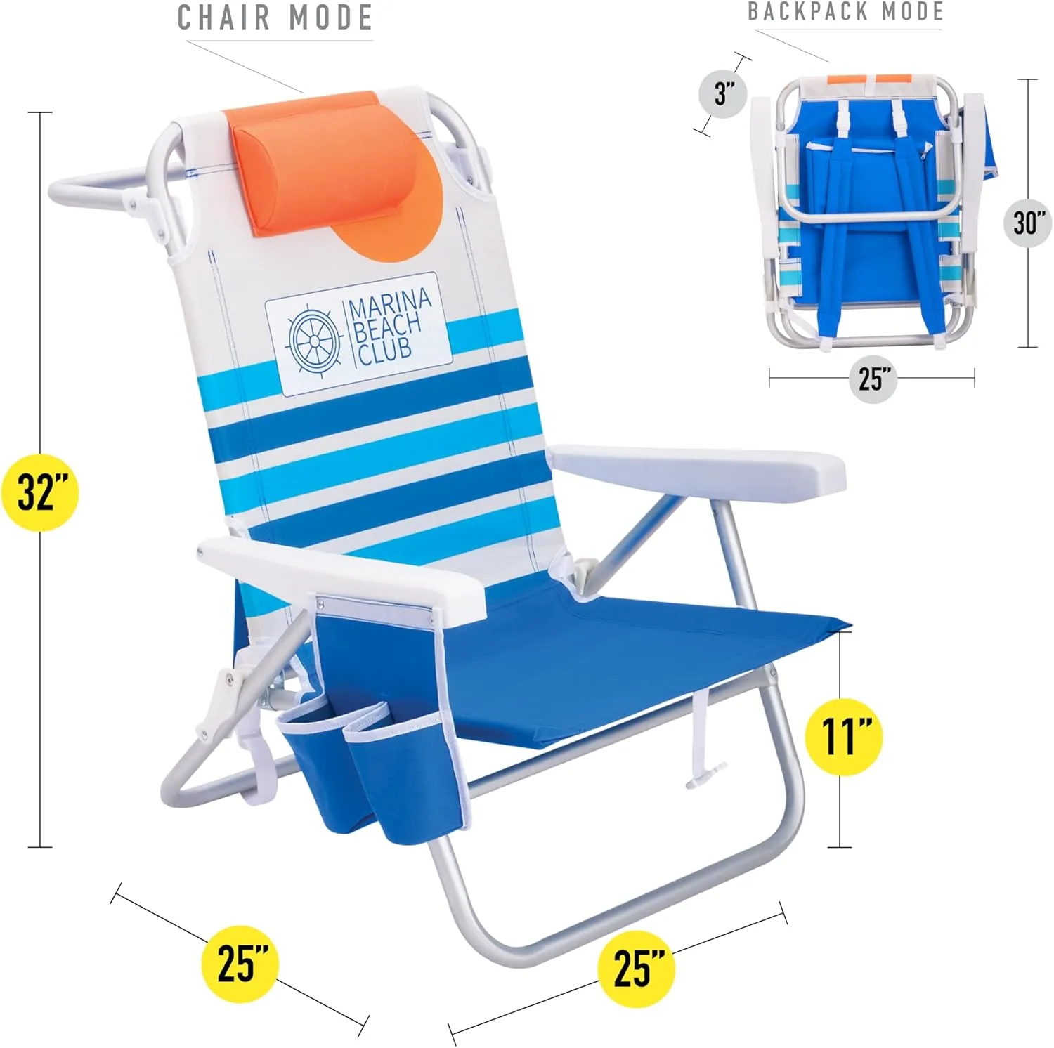 Sturdy & Lightweight Backpack Beach Chair – AI Designed & Crafted/Bundle of 2 Units (Sunset)
