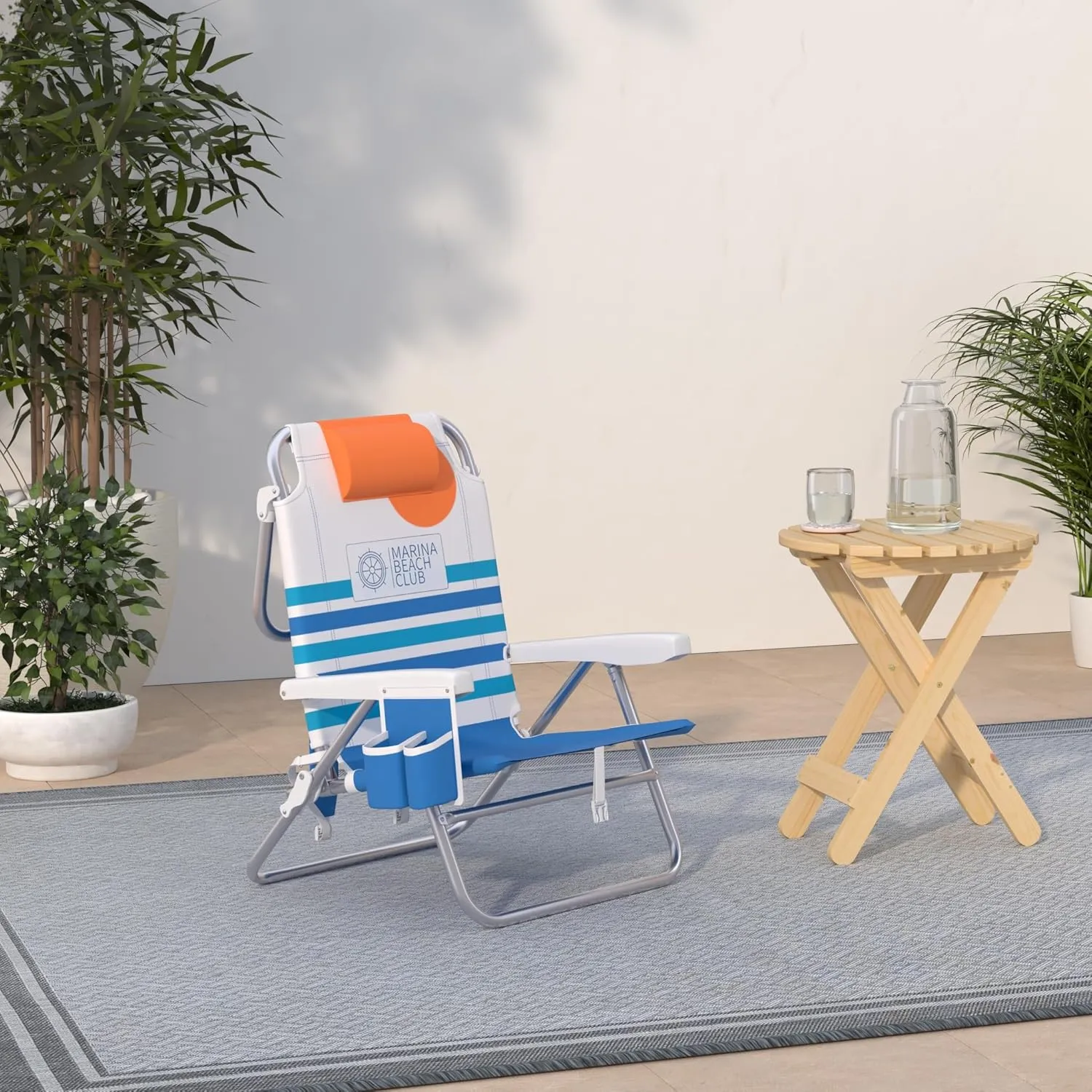 Sturdy & Lightweight Backpack Beach Chair – AI Designed & Crafted/Bundle of 2 Units (Sunset)
