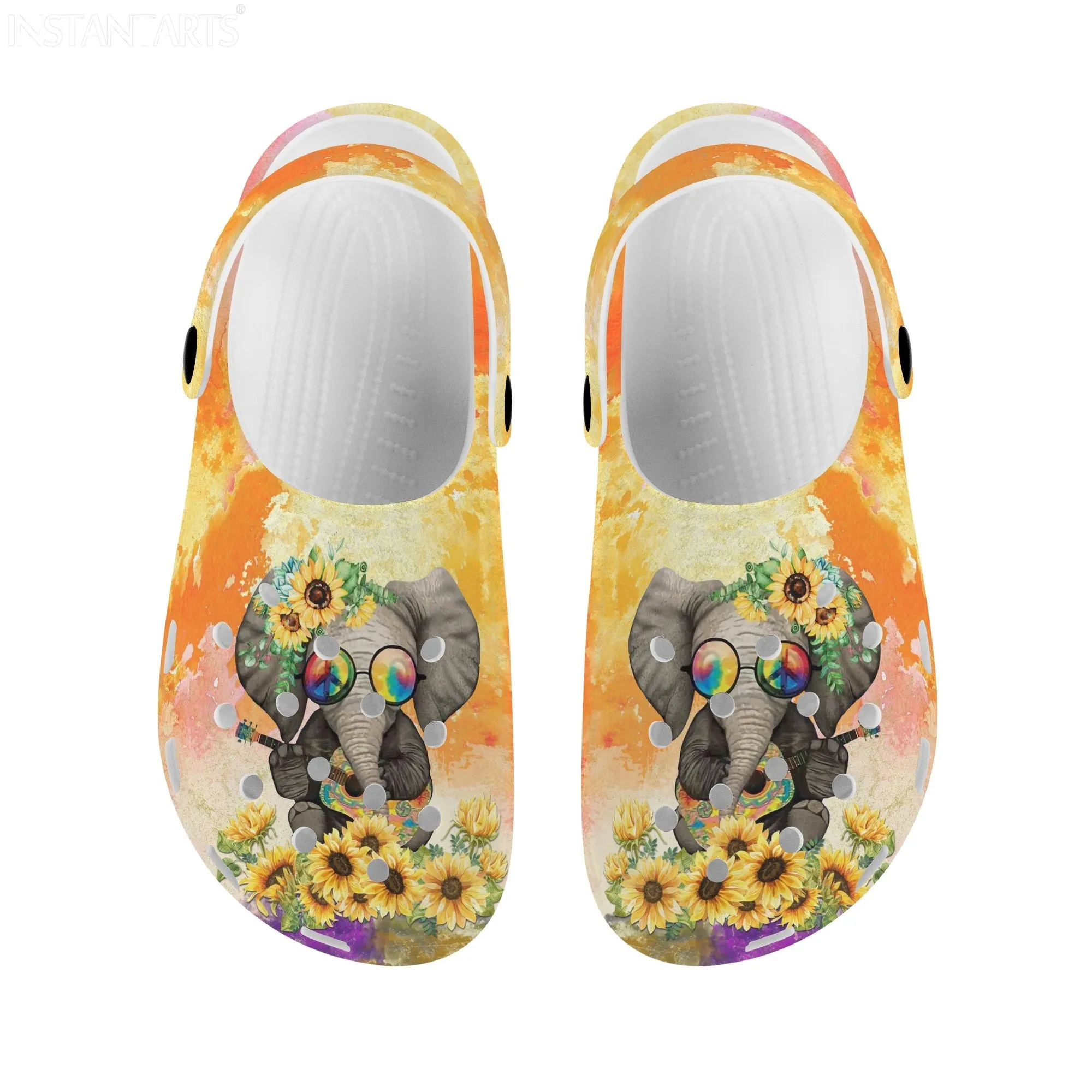 Sunflower Elephant Print Non-Slip Shoes Breathable