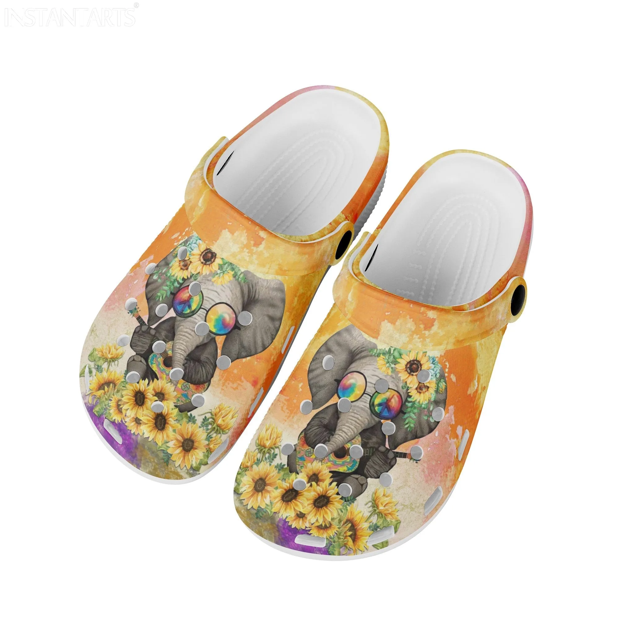 Sunflower Elephant Print Non-Slip Shoes Breathable