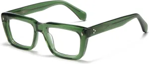 Sutton Retro Rectangle Acetate Thick Glasses Frame Prescription Optical Eyewear for Women Men 53-21-148mm