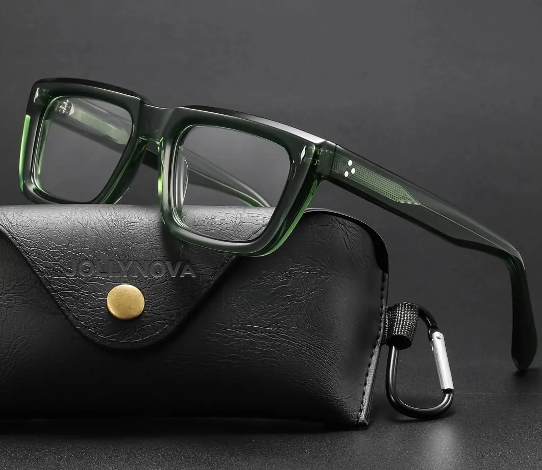 Sutton Retro Rectangle Acetate Thick Glasses Frame Prescription Optical Eyewear for Women Men 53-21-148mm