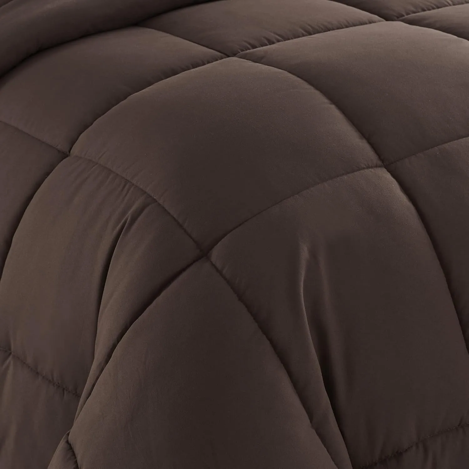 Sweet Home Collection 7 Piece Comforter Set Bag Solid Color All Season Soft Down Alternative Blanket & Luxurious Microfiber Bed Sheets, Brown, Queen