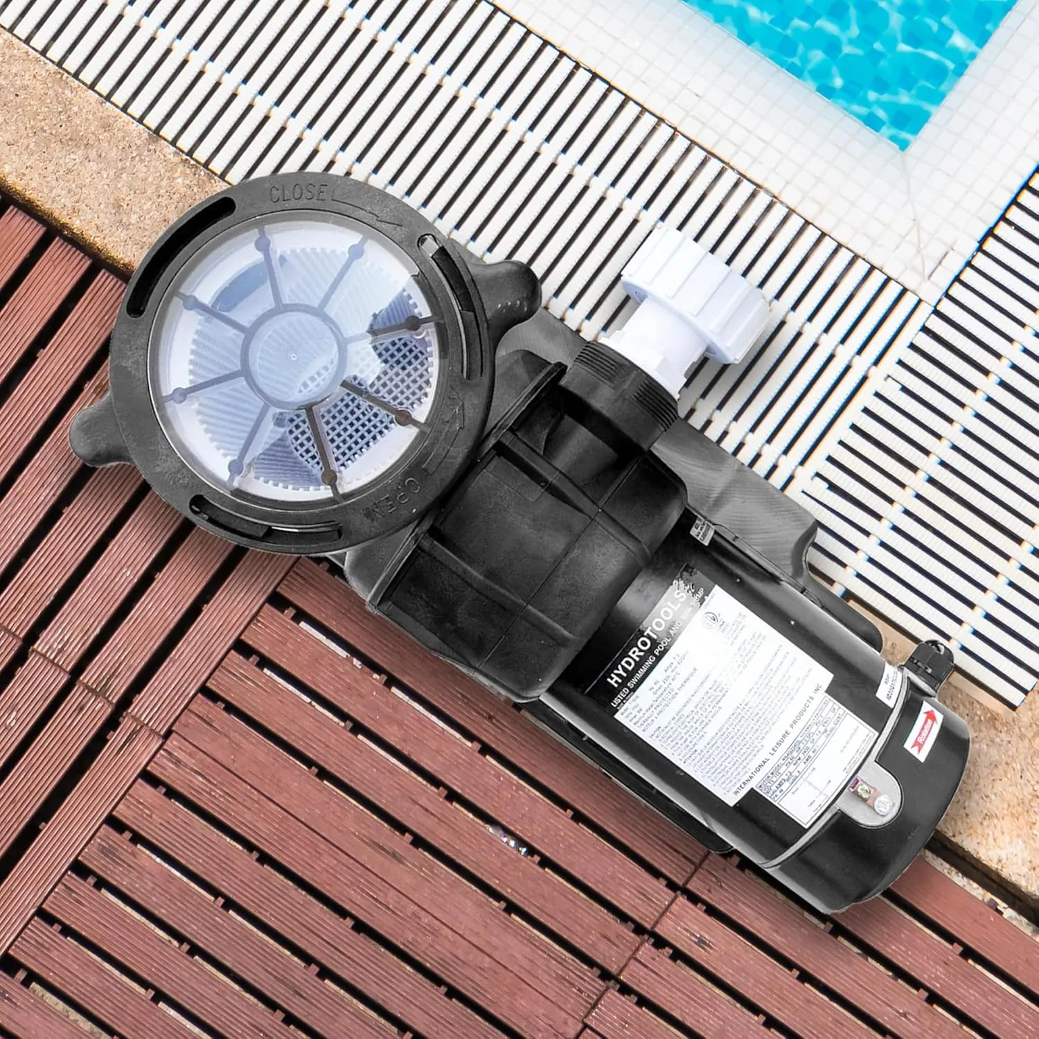 SWIMLINE HYDROTOOLS Above-Ground Pool Motor Pump, Hydro-Flo 1HP w/ 5280 GPH, Horizontal