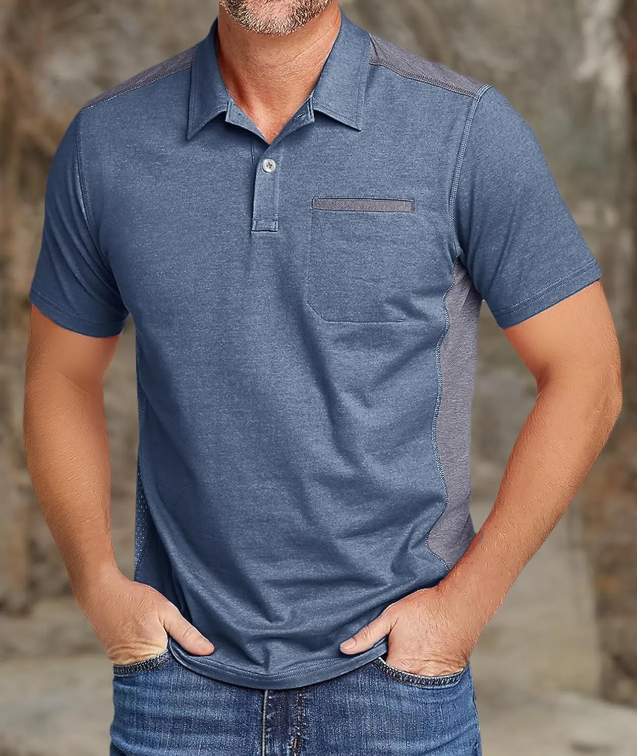 SWISSWELL Polo Shirts for Men with Pocket Short Sleeve Lightweight Performance Golf Shirt Mesh Summer Casual Shirt