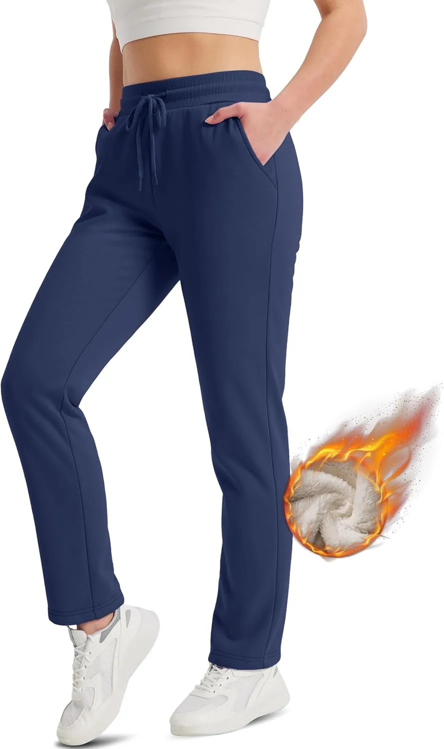 TACVASEN Women's Sherpa Lined Sweatpants Winter Warm Fleece Pants Water-Resistant Thermal Outdoor Snow Pockets Joggers