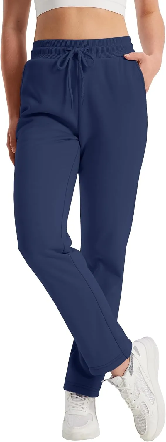 TACVASEN Women's Sherpa Lined Sweatpants Winter Warm Fleece Pants Water-Resistant Thermal Outdoor Snow Pockets Joggers
