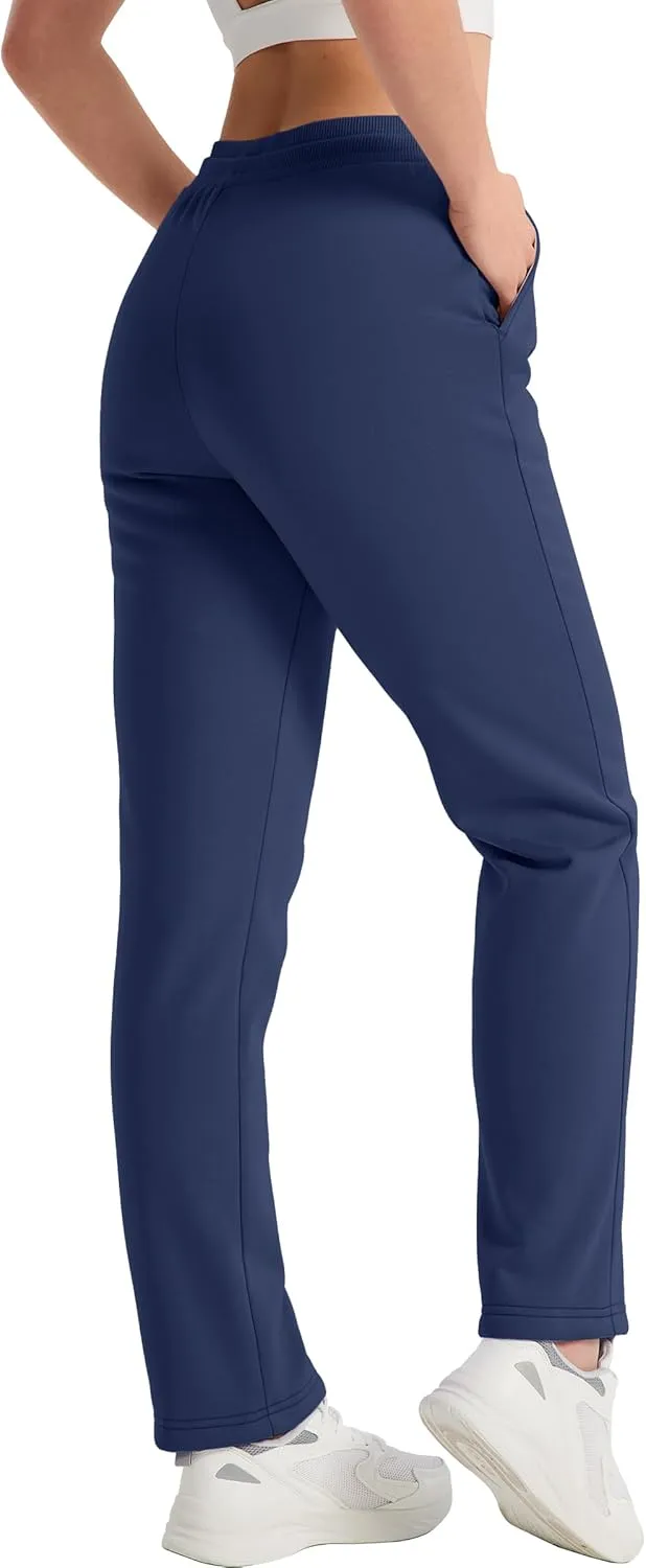 TACVASEN Women's Sherpa Lined Sweatpants Winter Warm Fleece Pants Water-Resistant Thermal Outdoor Snow Pockets Joggers
