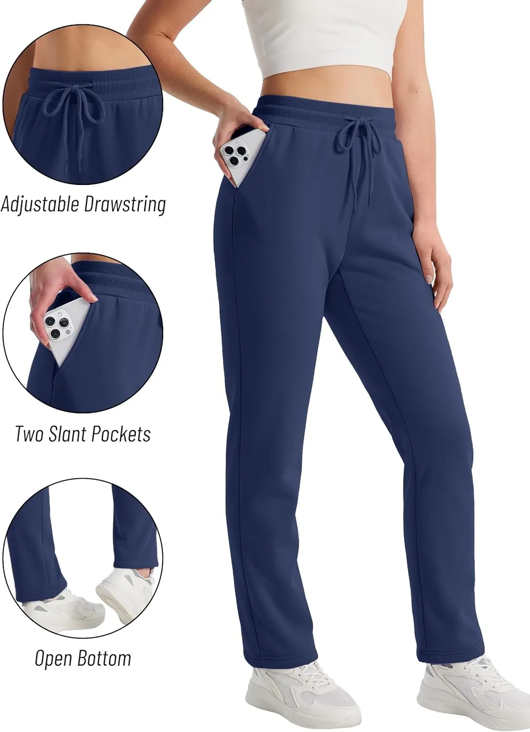 TACVASEN Women's Sherpa Lined Sweatpants Winter Warm Fleece Pants Water-Resistant Thermal Outdoor Snow Pockets Joggers