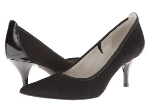 TAHARI Women's "Dottie" •Black Fabric & Patent Leather• Pump