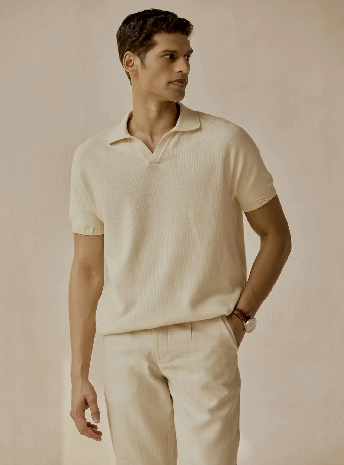 Tea White Organic Cotton Polo