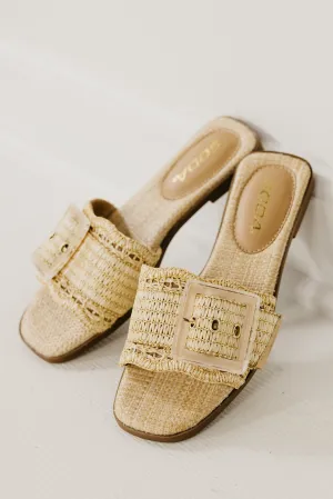 The Nayan Raffia Buckle Slide