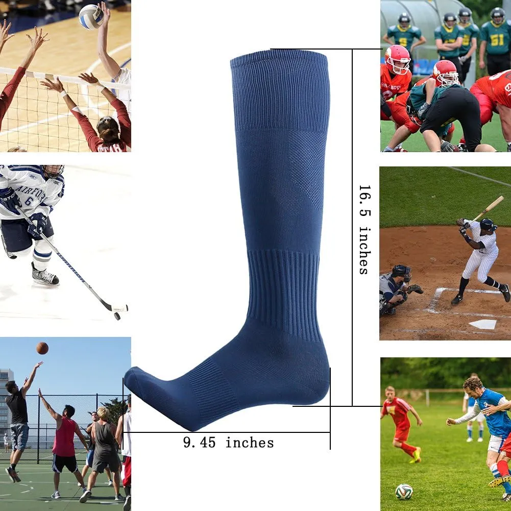 Three street Baseball Socks, Unisex Knee High Solid Sport Tube Compression Softball Football Soccer Team Socks 2-10 Pairs