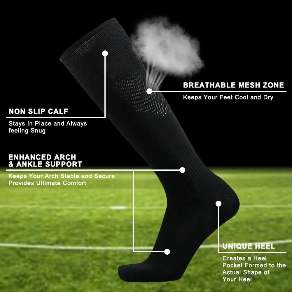 Three street Baseball Socks, Unisex Knee High Solid Sport Tube Compression Softball Football Soccer Team Socks 2-10 Pairs