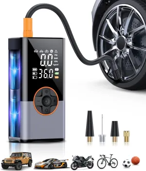 Tire Inflator Portable Air Compressor, 25000mAh & 150PSI Air Compressor with Digital Pressure Gauge, 2X Faster Portable Air Pump for Car, Motorcycle, Bicycle and Ball