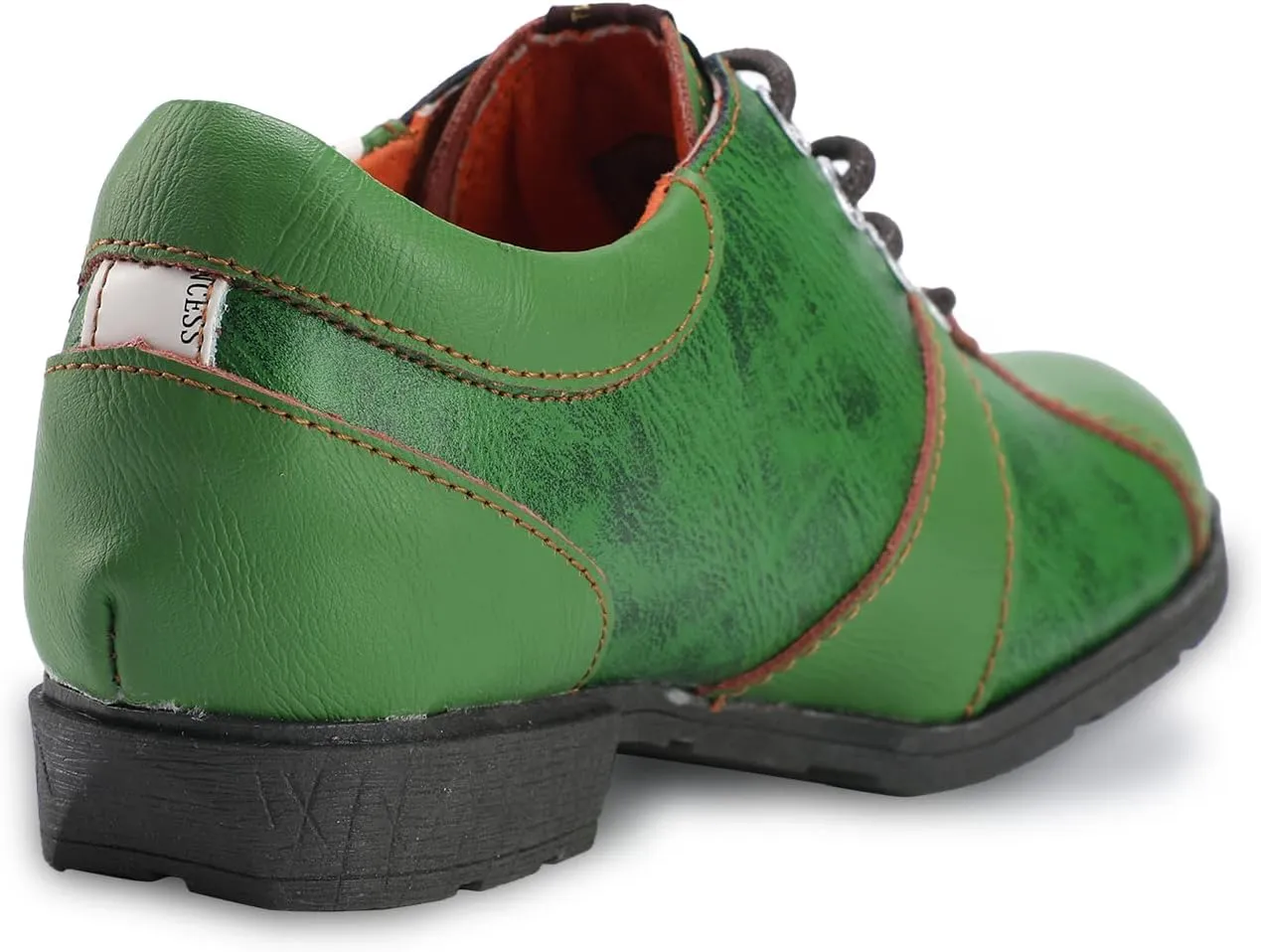 TMA EYES & MAiA Womens Handmade Stitching Shoes Leather Lace-up Low Heel Women Casual Shoes