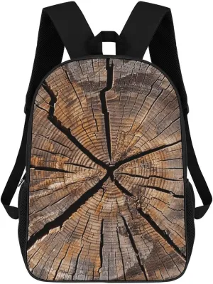 Tree Stump Wood Grain Lightweight Backpack Casual Carry On Laptop Backpack,Hiking Bag for Camping Sports Work