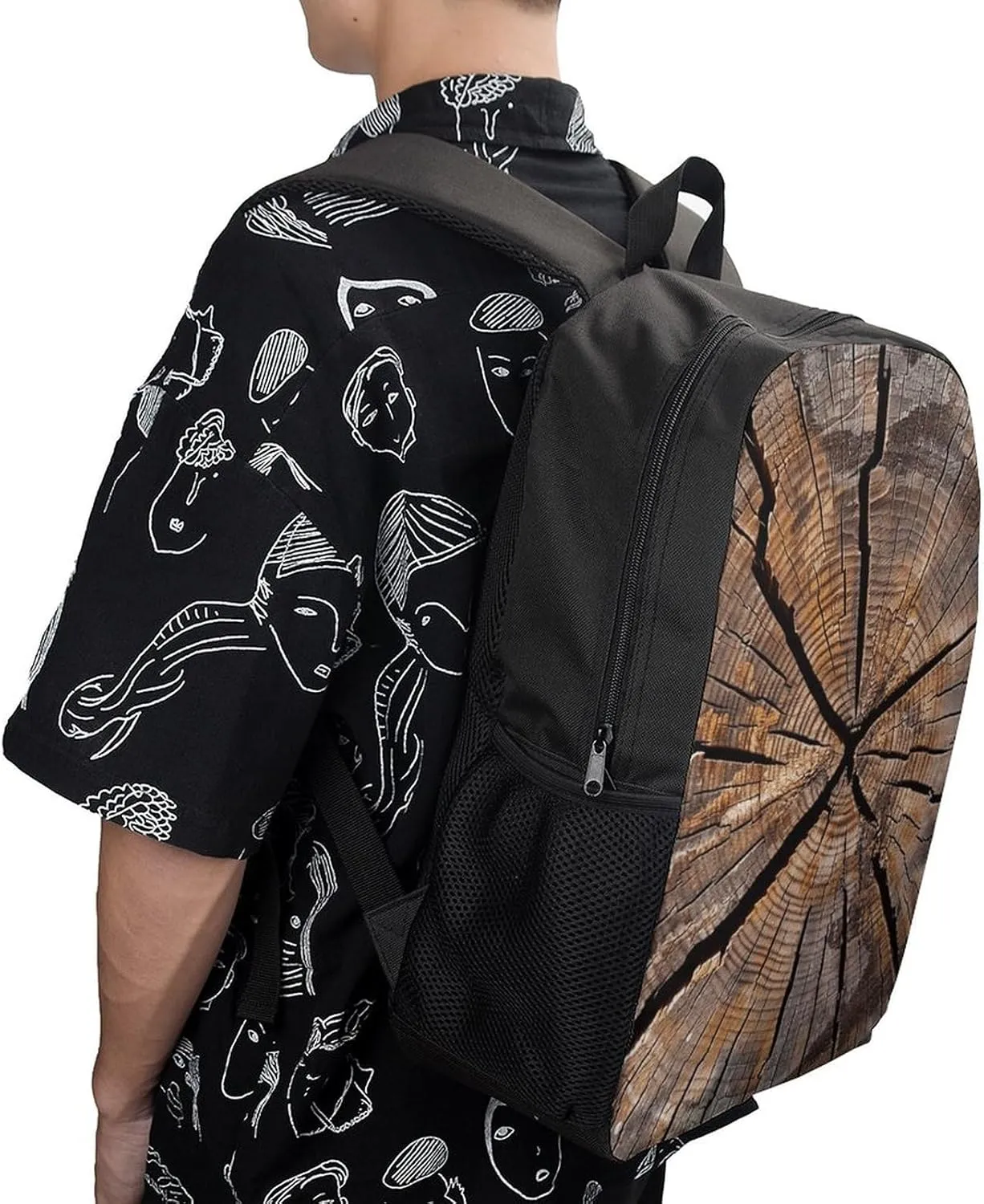 Tree Stump Wood Grain Lightweight Backpack Casual Carry On Laptop Backpack,Hiking Bag for Camping Sports Work