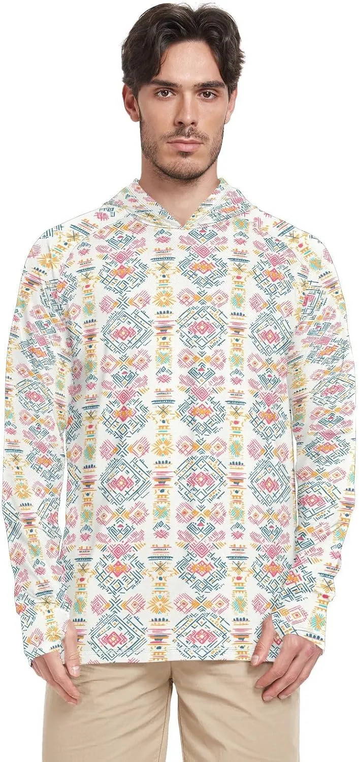 Tribal Vintage Mens Sun Protection Hoodie Long Sleeve Sun Shirt with Hood UPF 50 