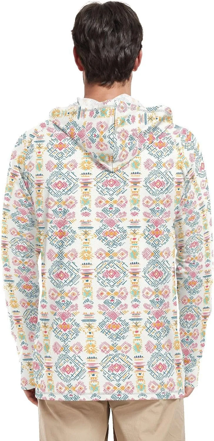 Tribal Vintage Mens Sun Protection Hoodie Long Sleeve Sun Shirt with Hood UPF 50 