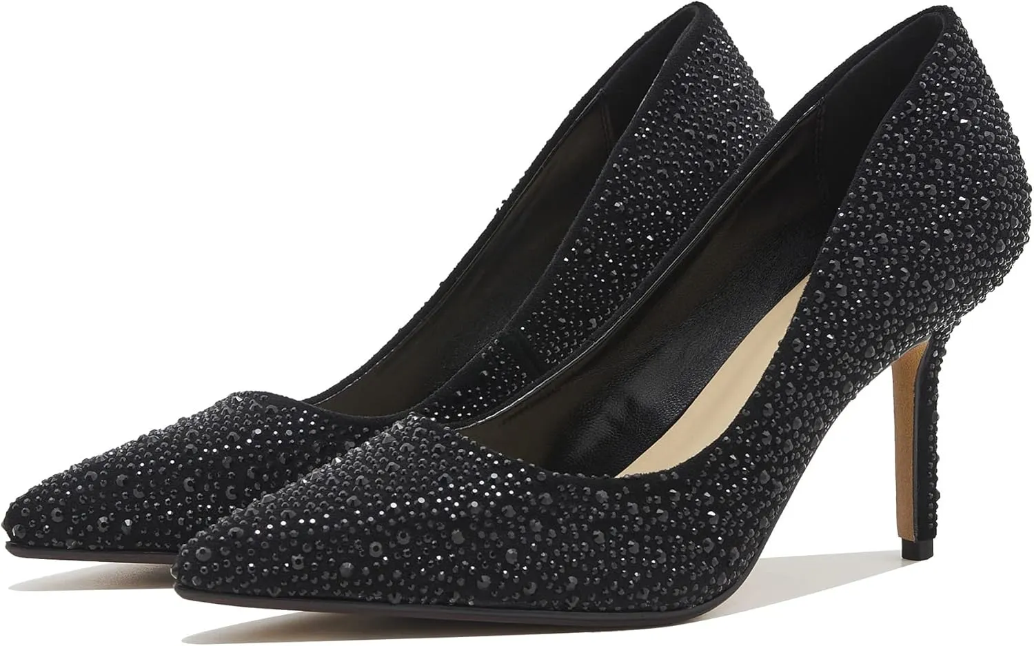Tsrenlmln Rhinestone Pumps for Women Fashion Sparkly Stiletto Heels with Low Heel Womens Slip-on Wedding Dress Shoes