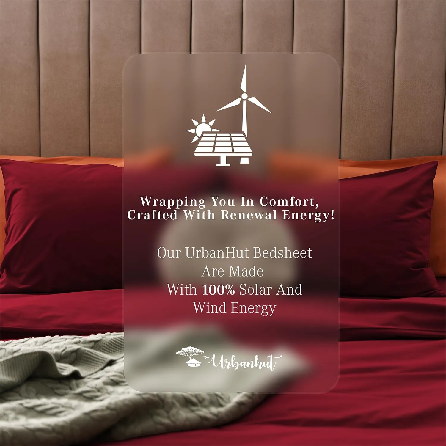URBANHUT 1000 Thread Count King Bed Sheets Egyptian Cotton Sheet Set, Long Staple Soft & Breathable, 4 Pc Bed Sheet Sets, Luxury Hotel Sateen Sheets Fits 16" Deep Pocket - Burgundy