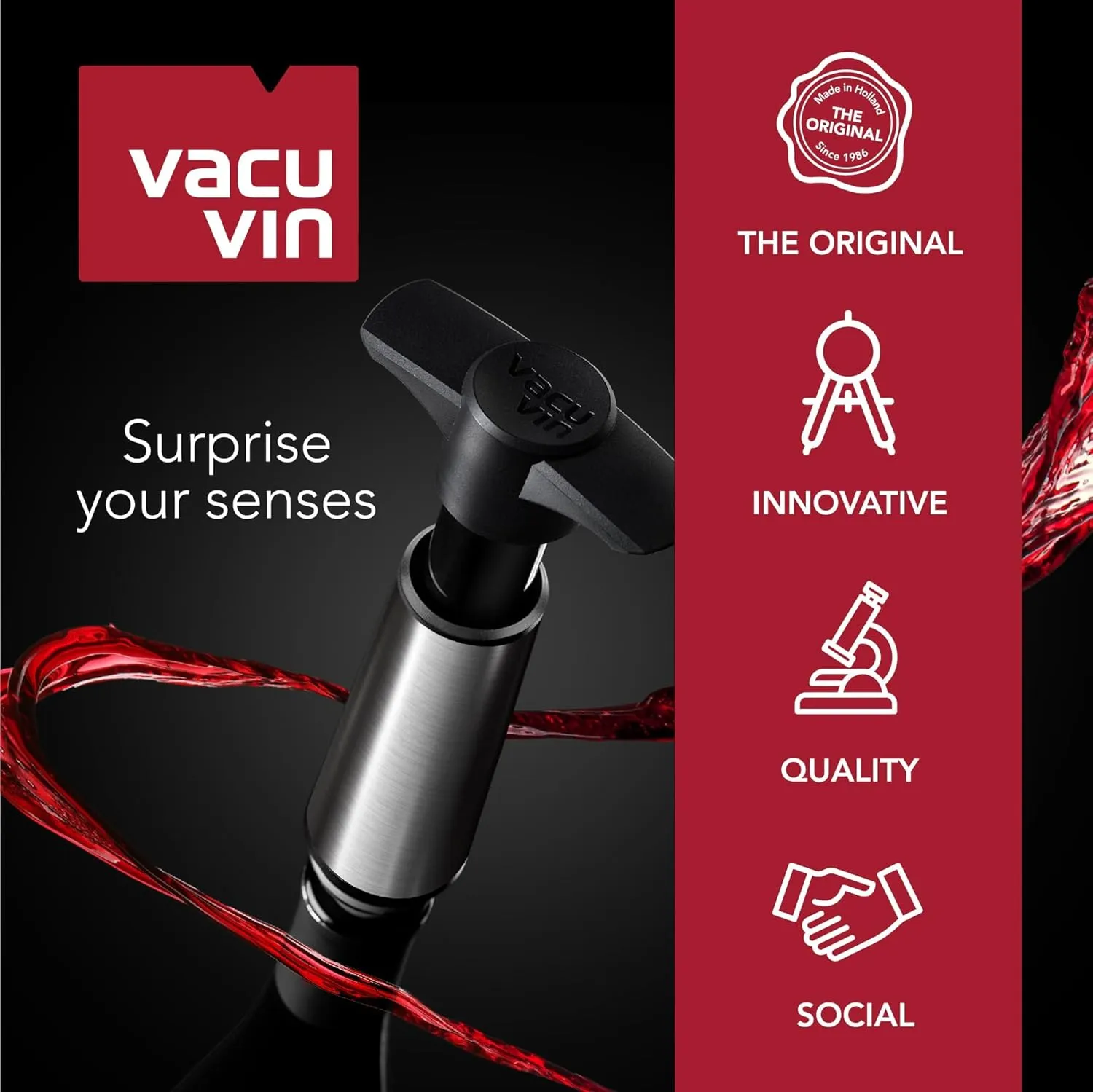 Vacu Vin 509523 Wine Pump Count, Black 1 Stopper