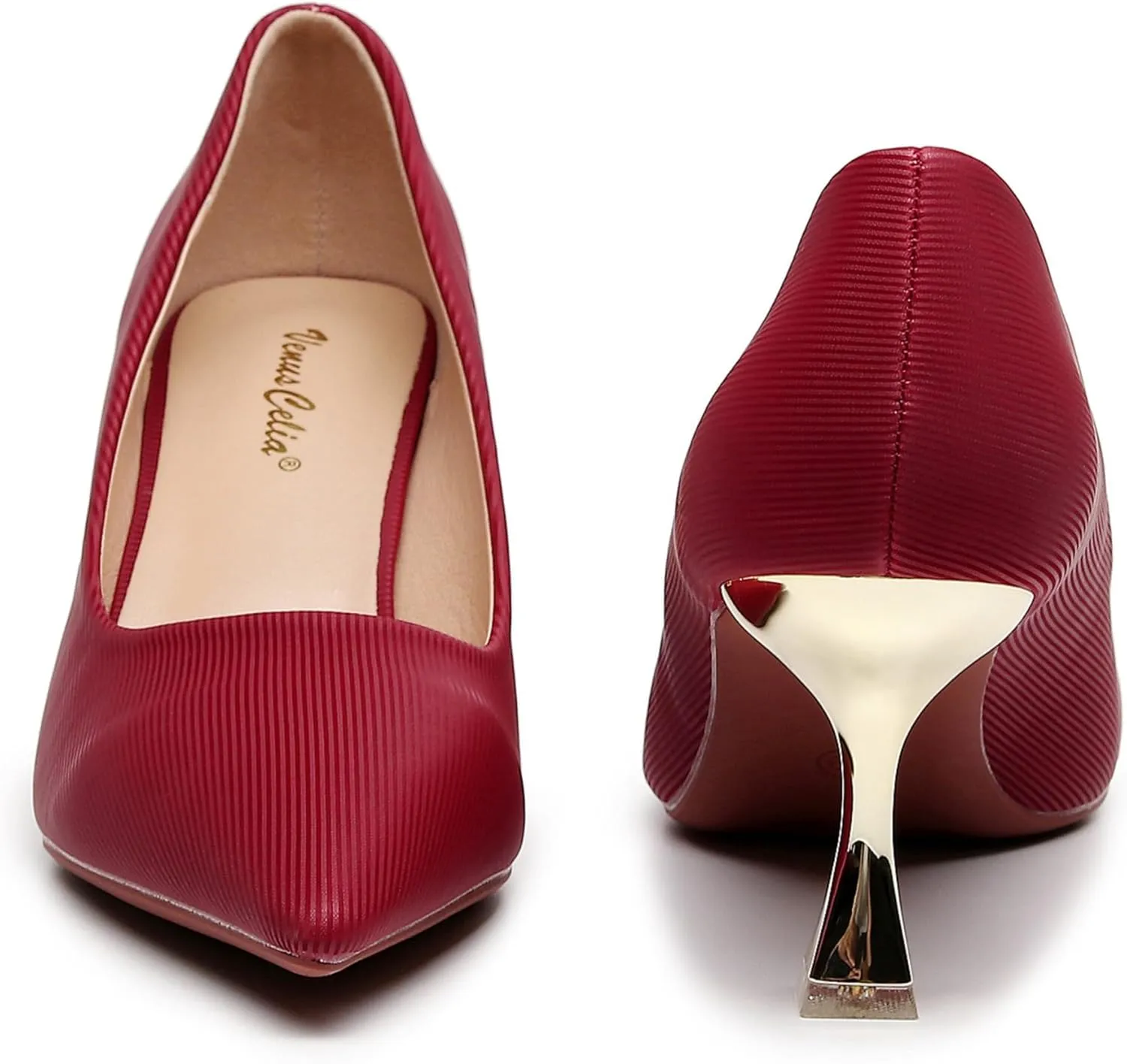 VenusCelia Women's Golden-Sun Pump Stiletto Heel Shoe
