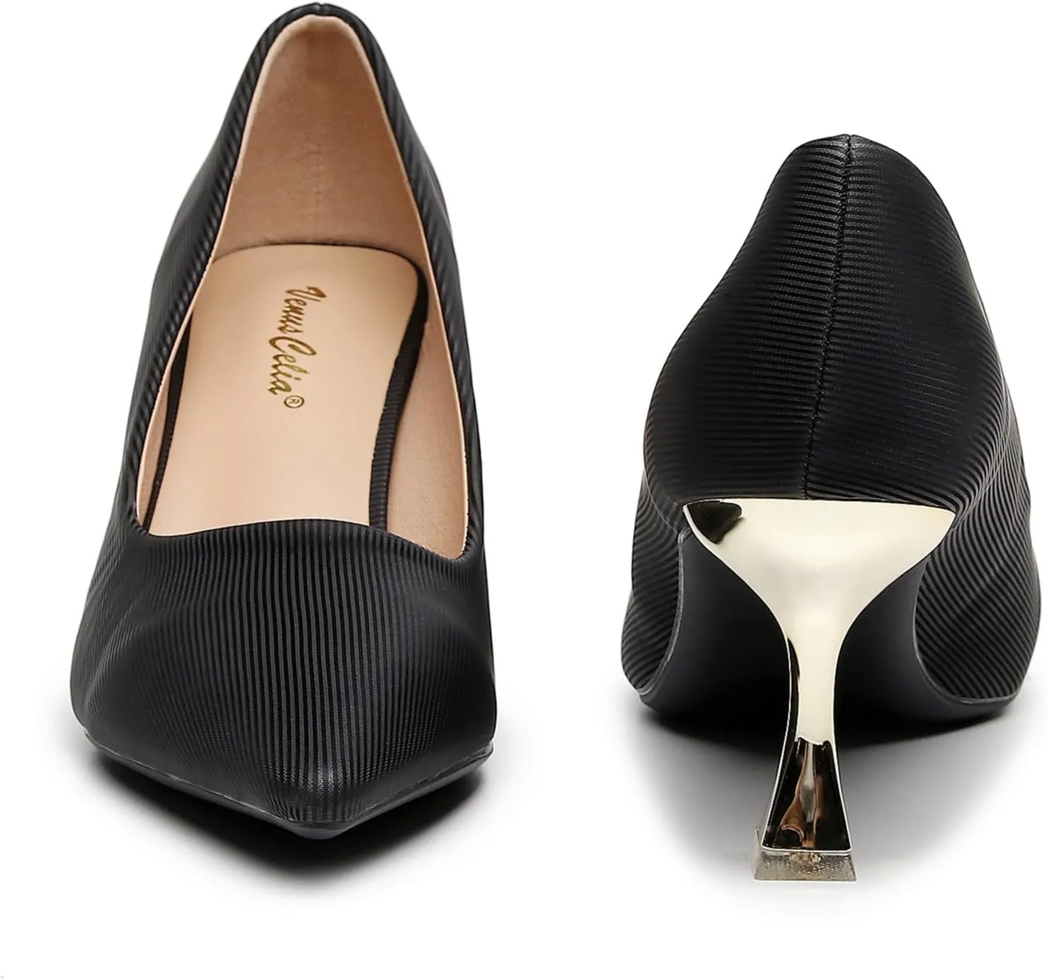 VenusCelia Women's Golden-Sun Pump Stiletto Heel Shoe