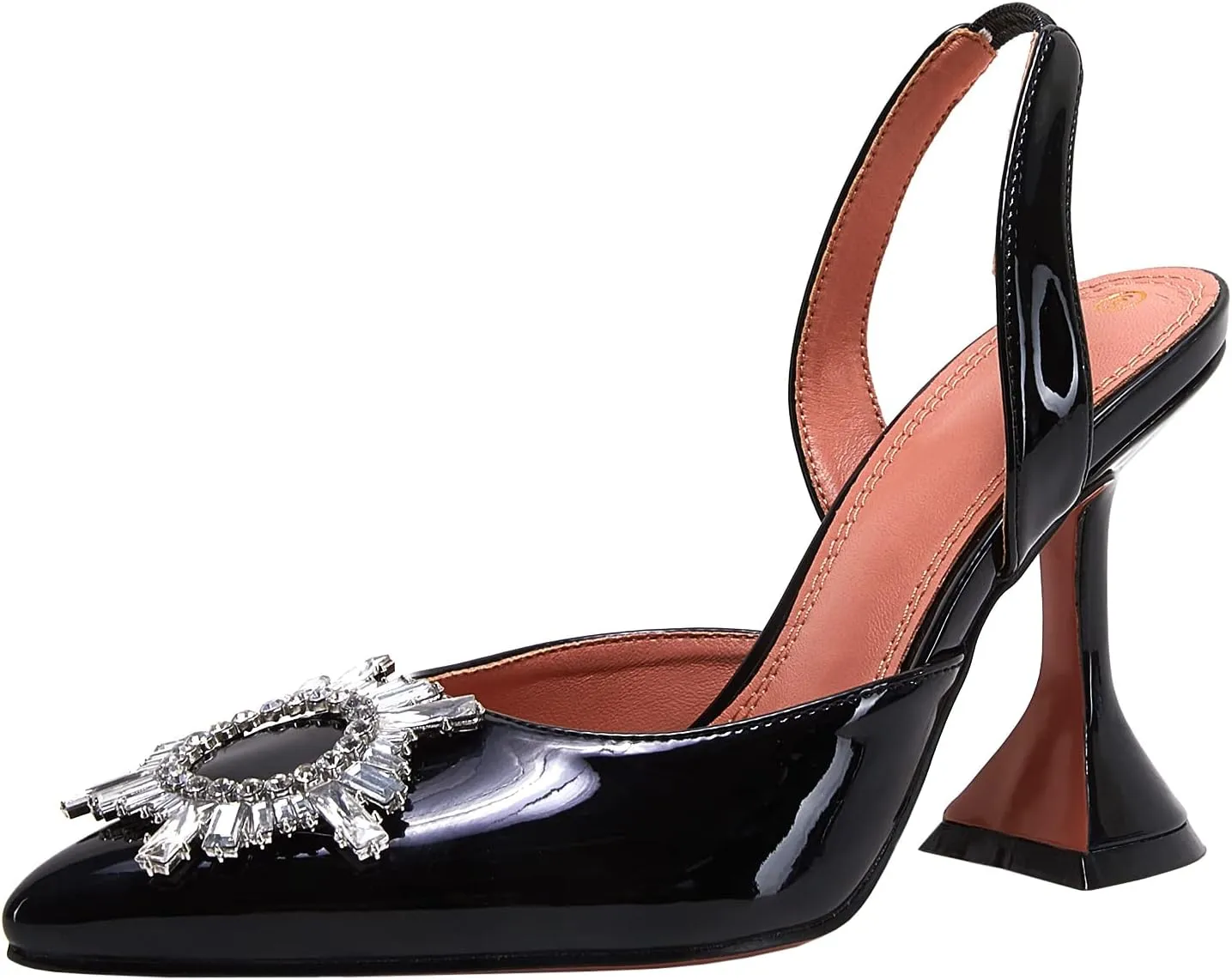VETASTE Women's High Heel Crystal Slingback Pumps Pointed Toe Strappy Triangle Heeled Party Wedding Bride Pump Shoes