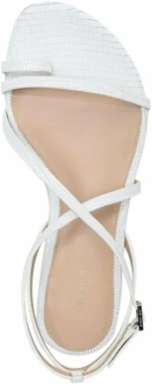 VIA SPIGA Womens White Croc Toe-Loop Strappy Padded Calandre Round Toe Buckle Leather Slingback Sandal 7.5 M