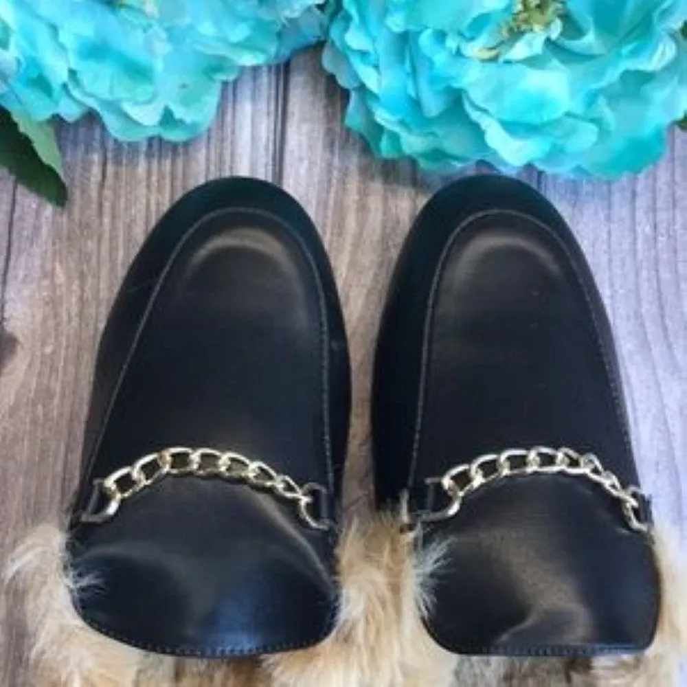 Vintage Havana Lynn Fur Loafer Slide Sandals 8M