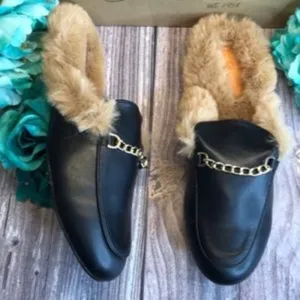 Vintage Havana Lynn Fur Loafer Slide Sandals 8M