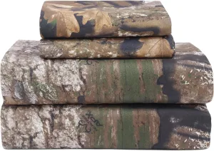 VISI-ONE Realtree APX Queen Camo 4 Piece Sheet Set – Lightweight, Cooling, Wrinkle-Free Microfiber 15" Deep Pockets Sheets, Unisex Rustic Western Farmhouse Style Made to Complement All Living Spaces