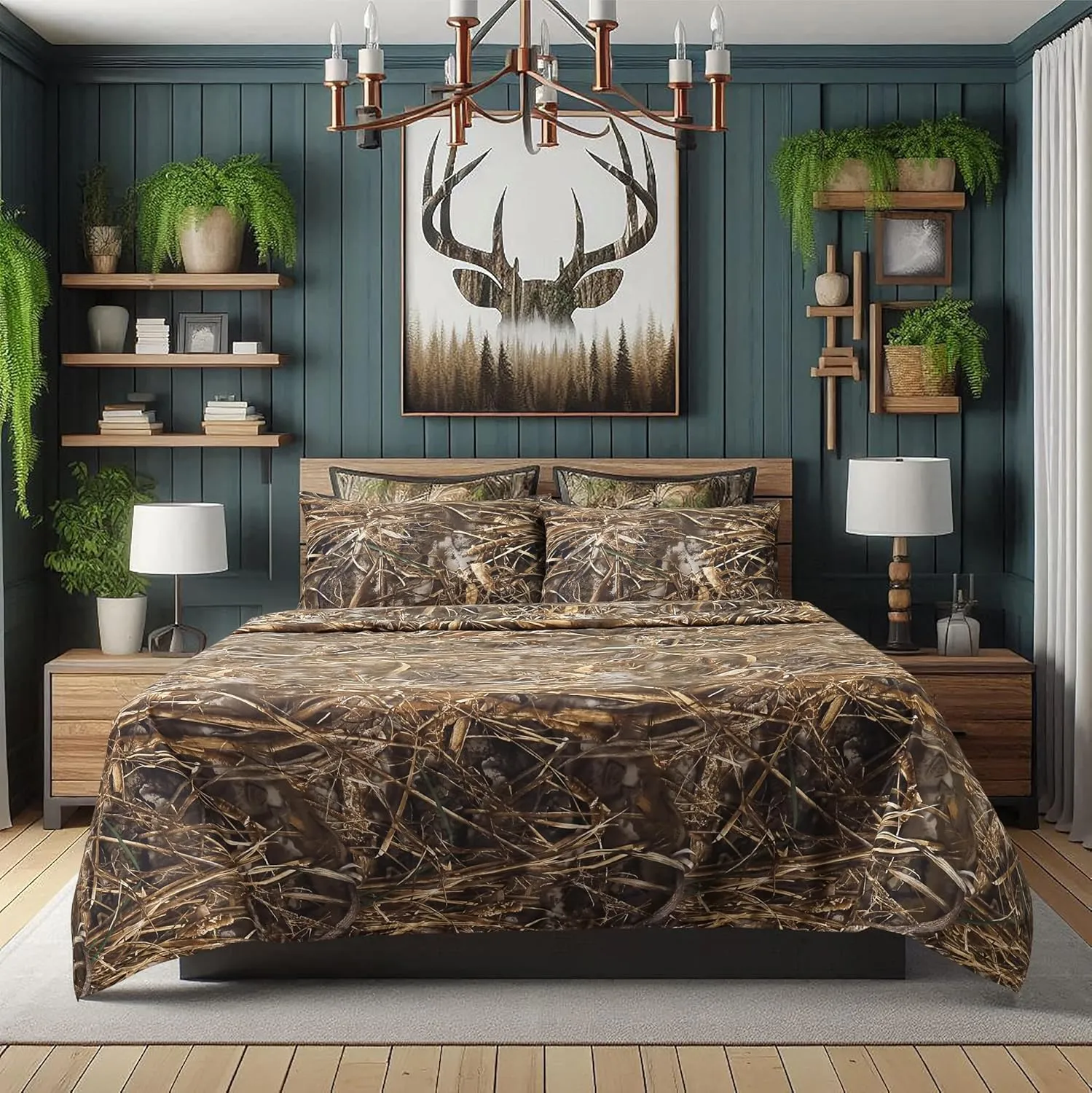 VISI-ONE RealTree Max-7 Queen Camo 4 Piece Sheet Set – Lightweight, Cooling, Wrinkle-Free Microfiber 15" Deep Pockets Sheets, Unisex Rustic Western Farmhouse Style Made to Complement all Living Spaces