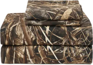 VISI-ONE RealTree Max-7 Queen Camo 4 Piece Sheet Set – Lightweight, Cooling, Wrinkle-Free Microfiber 15" Deep Pockets Sheets, Unisex Rustic Western Farmhouse Style Made to Complement all Living Spaces