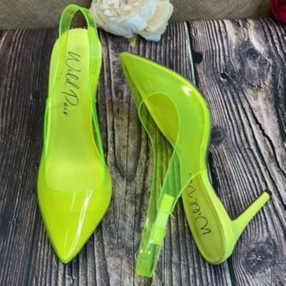 Wild Pair Lime Darcie Slingback Pumps 6