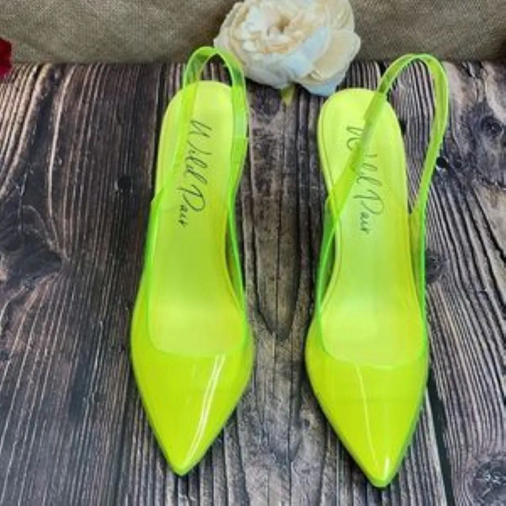 Wild Pair Lime Darcie Slingback Pumps 6