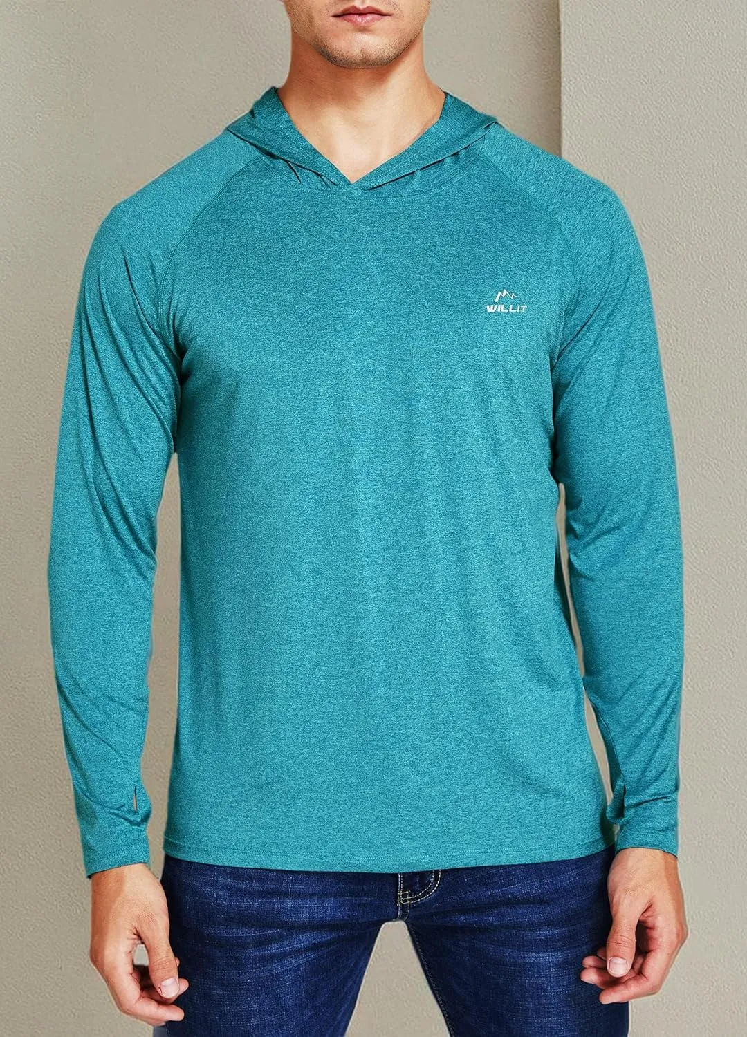 Willit Men's Sun Shirts UPF 50  Rash Guard Long Sleeve Sun Protection Hoodie SPF UV Fishing Lightweight Athletic Running