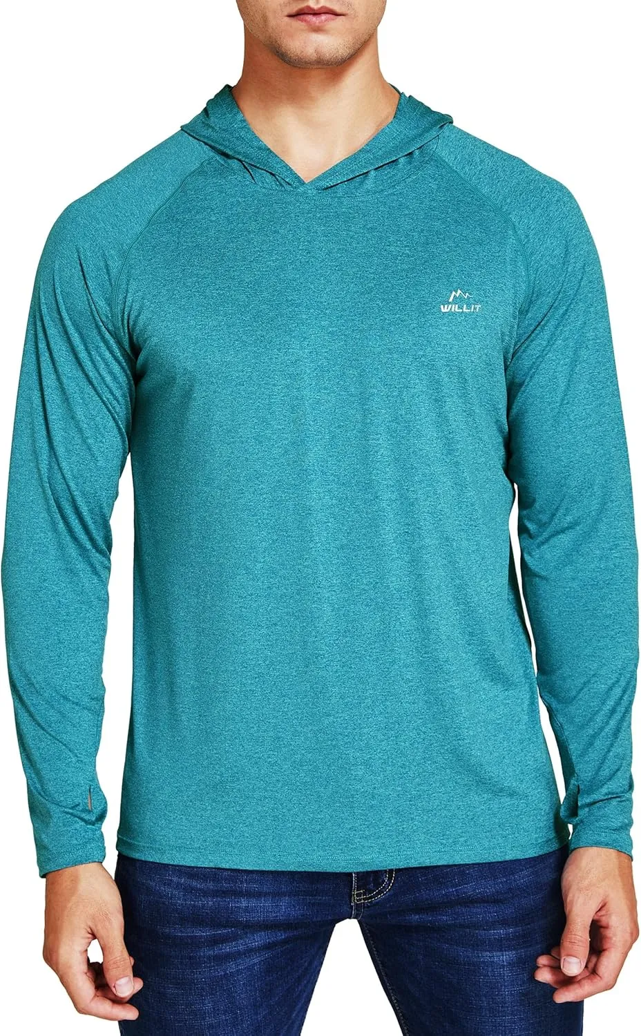 Willit Men's Sun Shirts UPF 50  Rash Guard Long Sleeve Sun Protection Hoodie SPF UV Fishing Lightweight Athletic Running