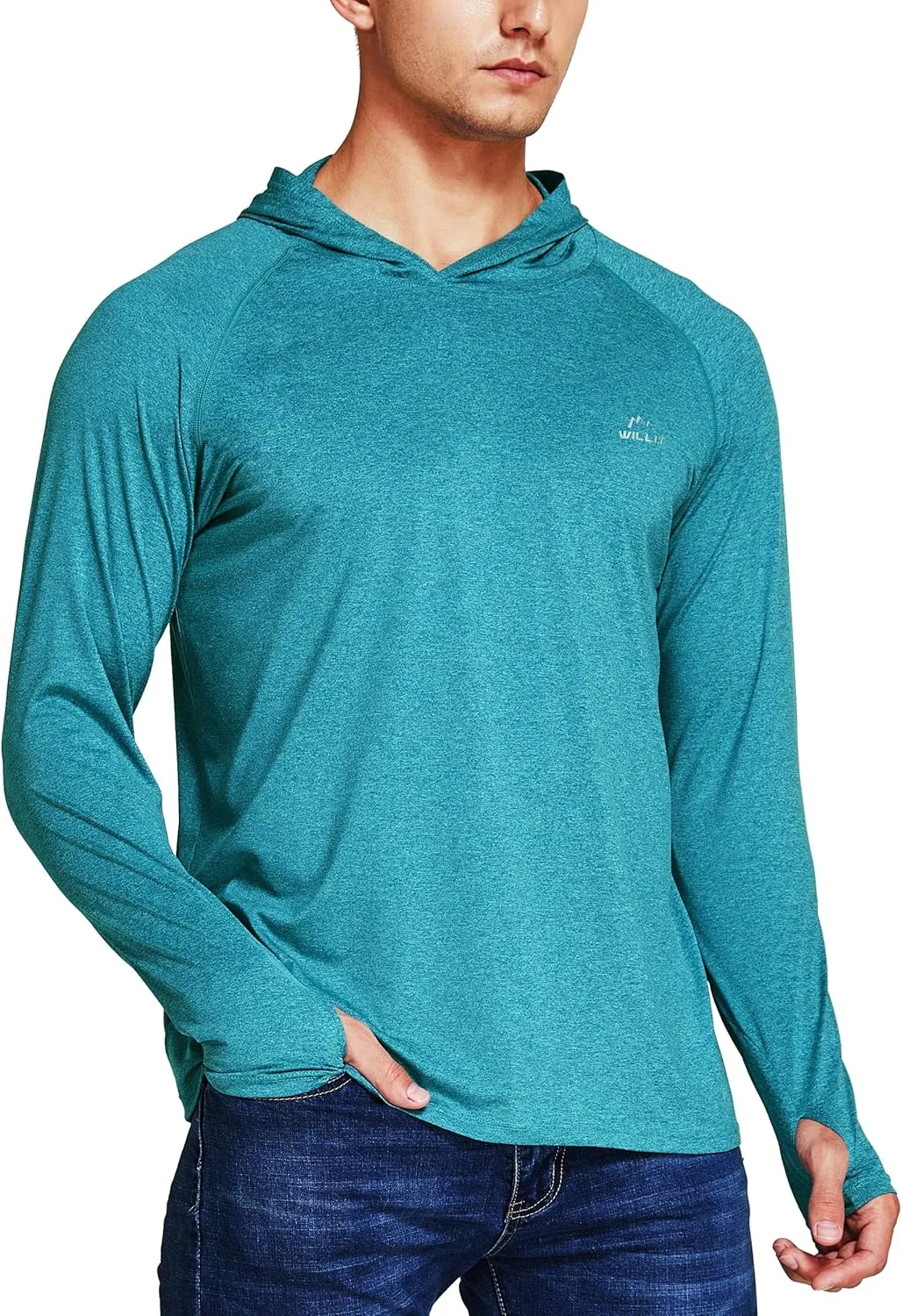 Willit Men's Sun Shirts UPF 50  Rash Guard Long Sleeve Sun Protection Hoodie SPF UV Fishing Lightweight Athletic Running