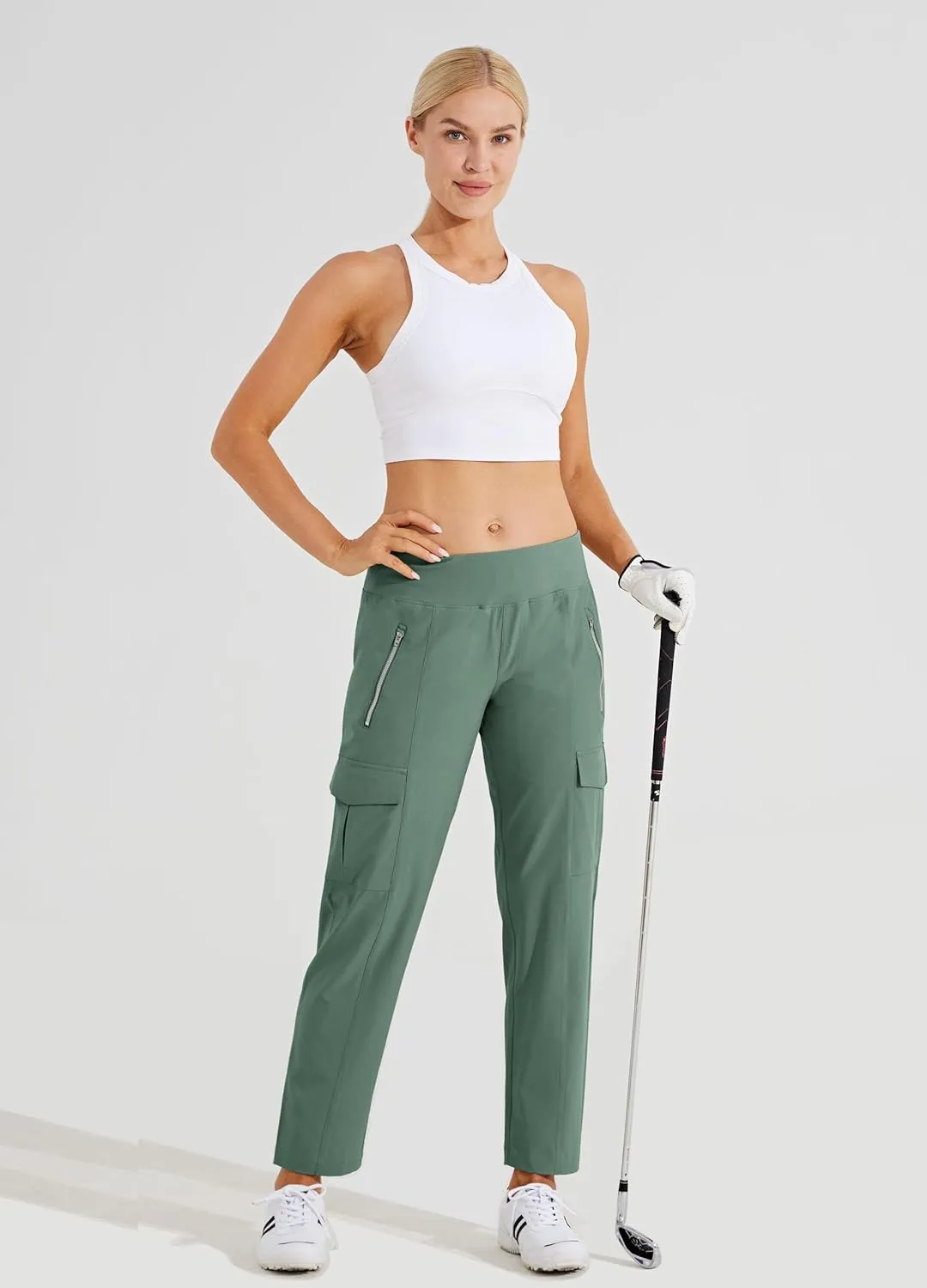 Willit Women's Golf Pants Athletic Quick Dry Pants Lightweight Cargo Travel Pants with Pockets Water Resistant