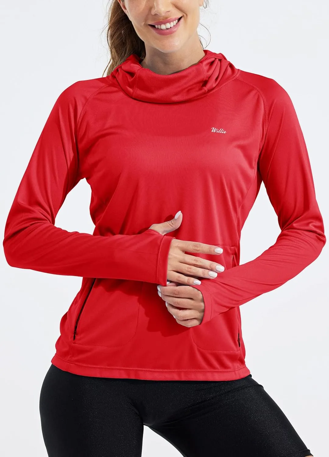 Willit Women's Sun Protection Hoodie UPF 50  Fishing Hiking Shirt Long Sleeve SPF Shirt with Face Mask Lightweight