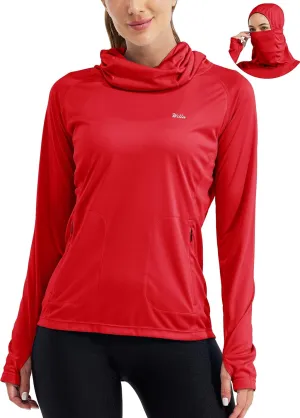 Willit Women's Sun Protection Hoodie UPF 50  Fishing Hiking Shirt Long Sleeve SPF Shirt with Face Mask Lightweight