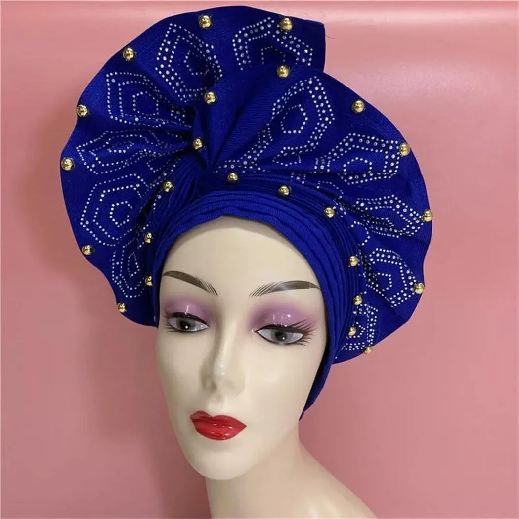 Women's African Wedding Headband Nigerian Turban In Aso Ebi Style Wedding Accessory
