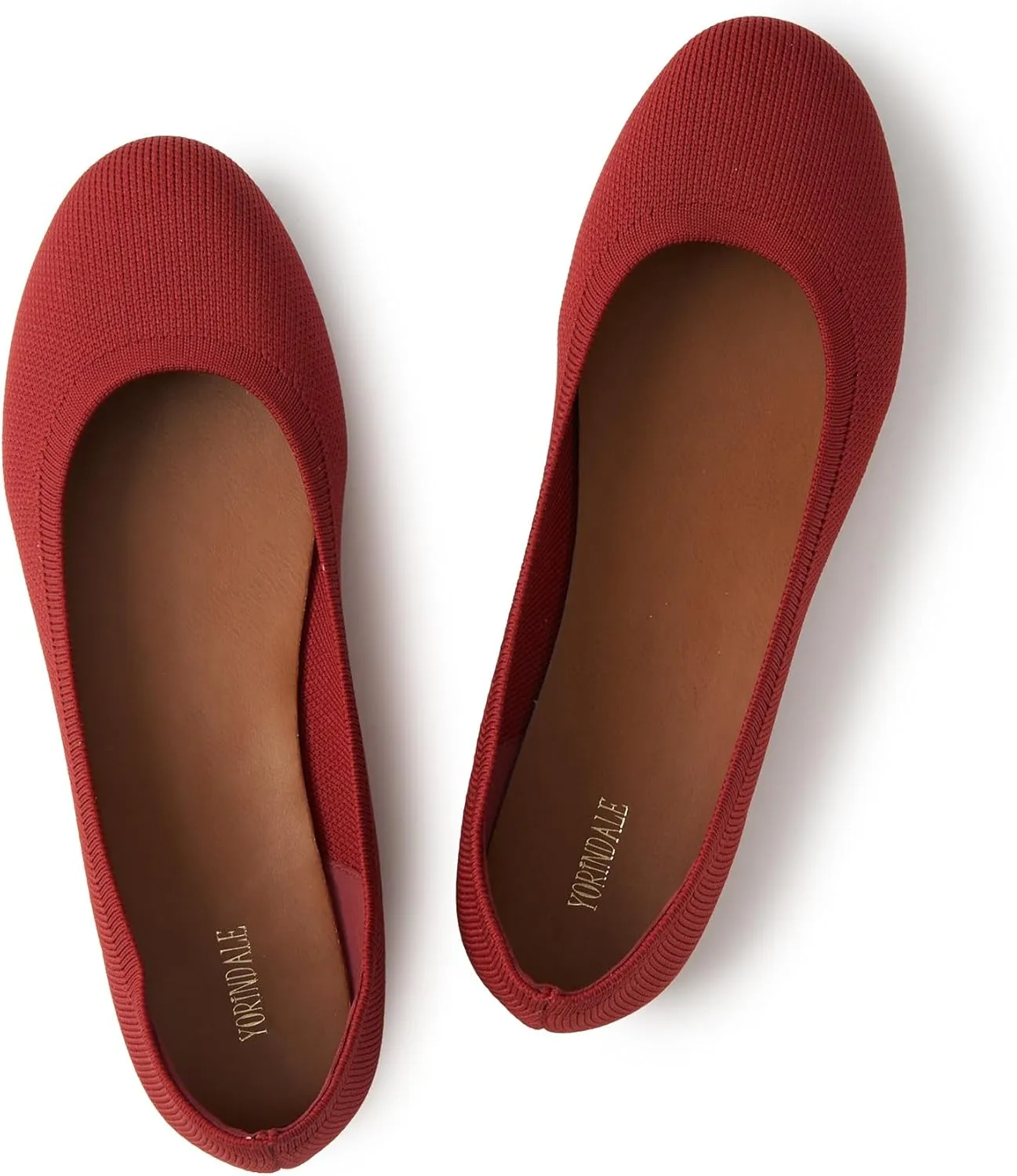 Women's Ballet Flats Soft Knit Lightweight Round Toe Slip On Comfort Ballerina Flat Shoes for Walking Low Wedge Soft