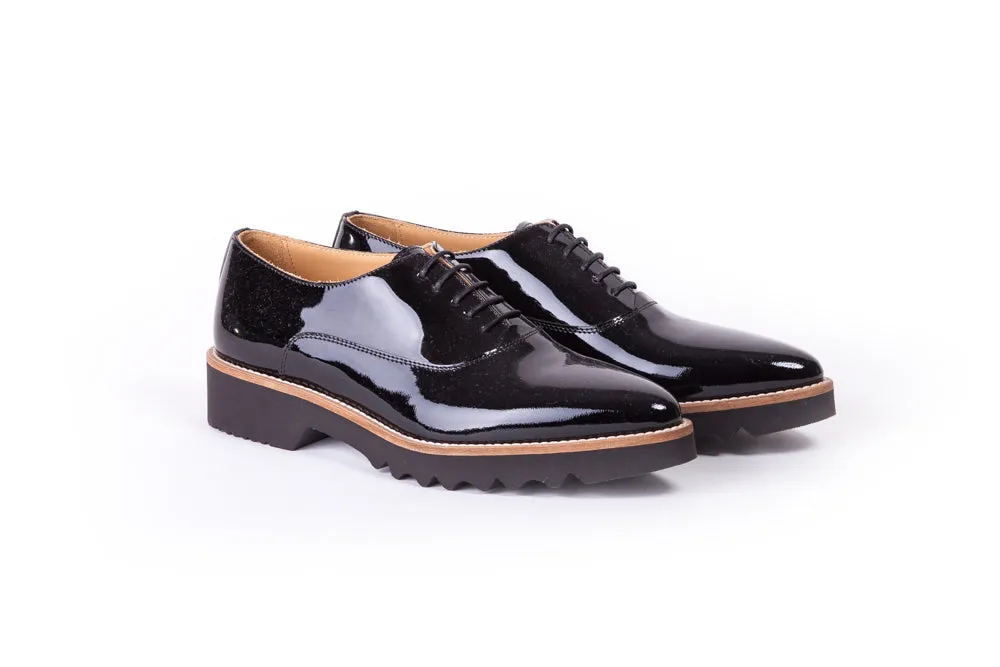 Women's Black Patent Lace Up with Black Sole EX-308 (2017)