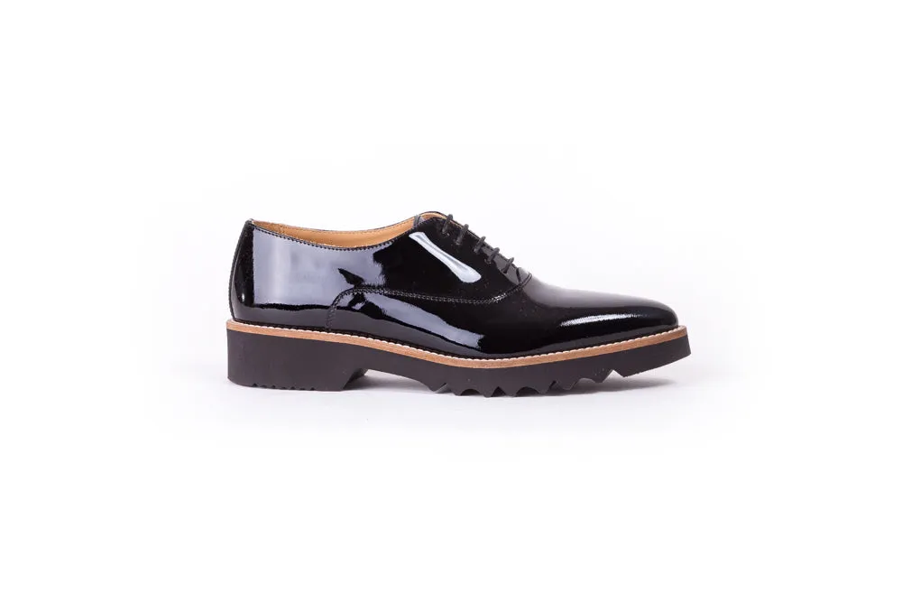 Women's Black Patent Lace Up with Black Sole EX-308 (2017)