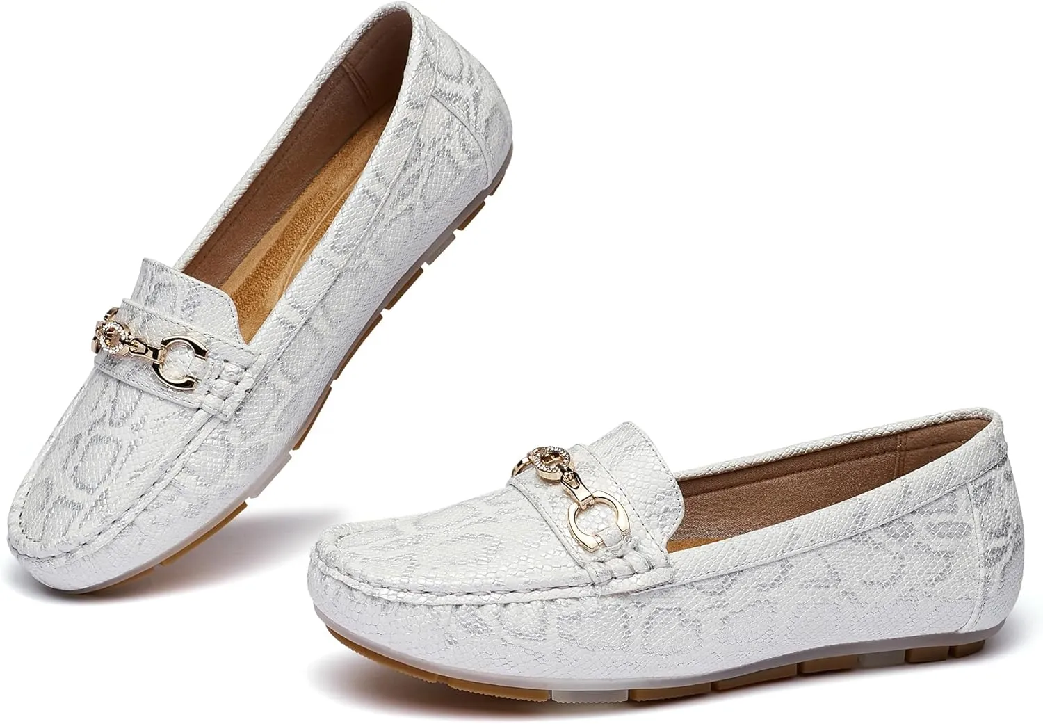 Women's Business Loafers Work Casual Flats Shoes Lightweight Penny PU Leather Slip On Walking Shoes