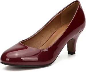 Women's Classic Round Toe Pump Kitten Low Heel Shoes